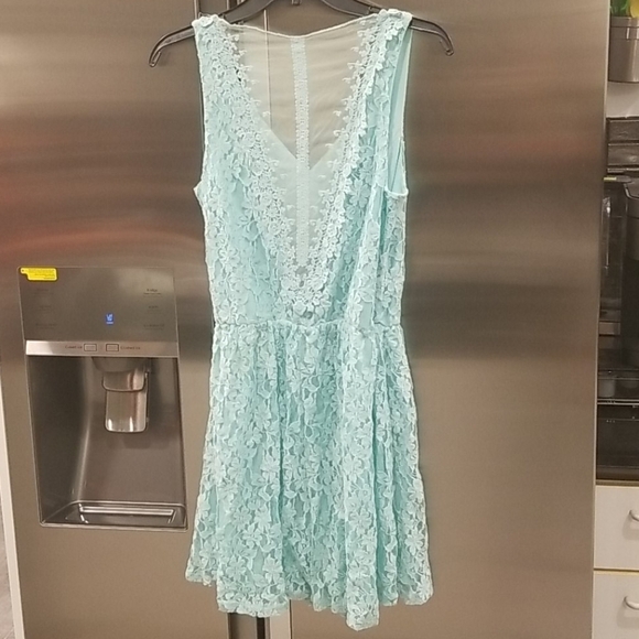 💕DAINTY HOOLIGAN💕 Mint Blue Lace Mesh Mint Dress - Picture 2 of 8